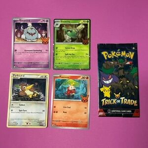 Pikachu Orange Stamp Trick or Trade Card Set